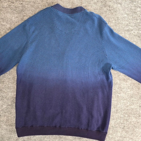 Robert Graham Cardigan Men XL Blue Fade Diamond Knit Button Down Grandpa Sweater - Picture 7 of 14